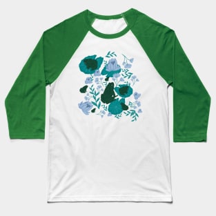 Ultra-Steady Green and Blue Frogs on Lily Pads with Water Lilies Pattern for a Calming and Serene Feel Baseball T-Shirt